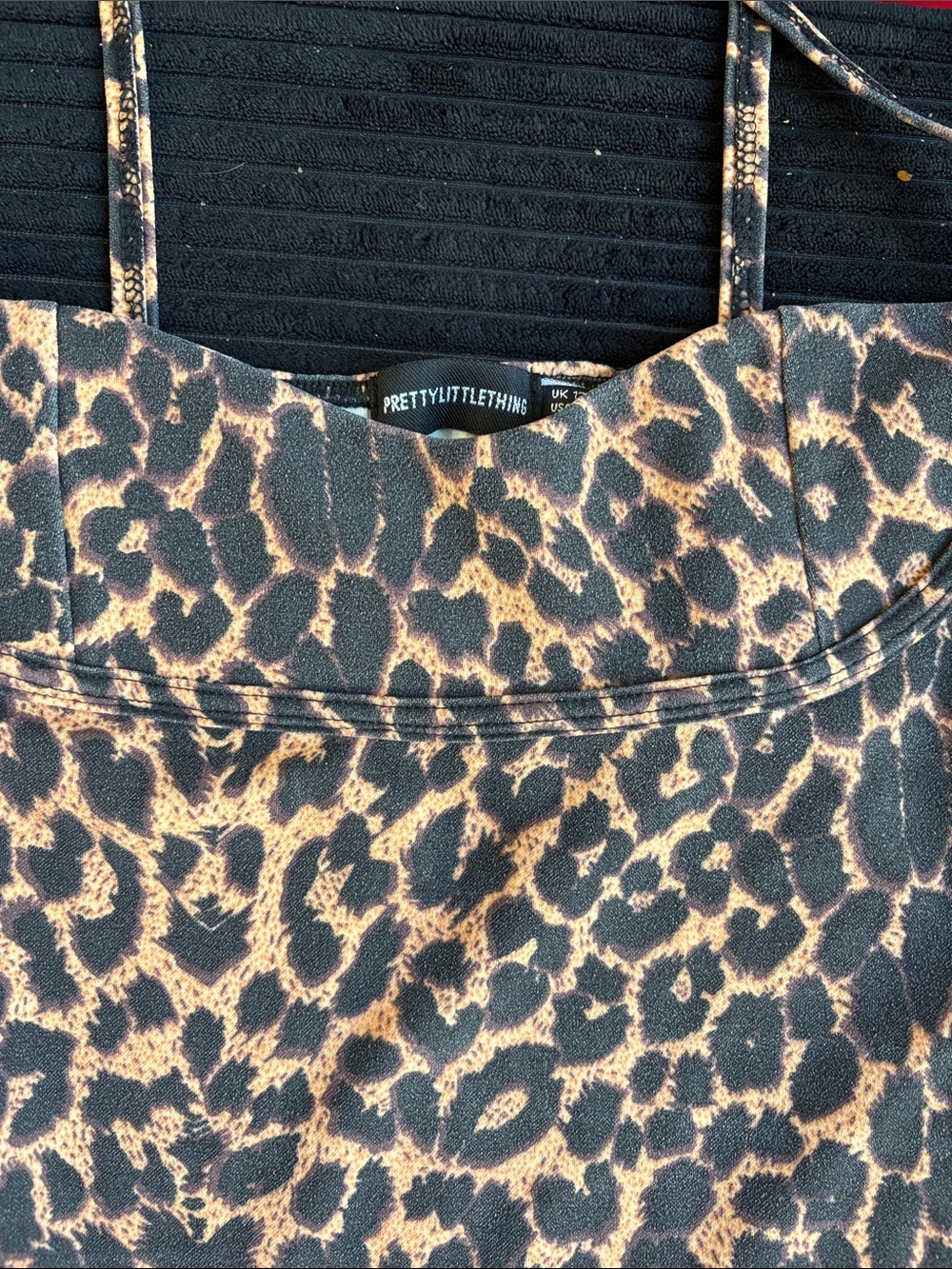 PrettyLittleThing Leopard Print Cami - Black & Tan
